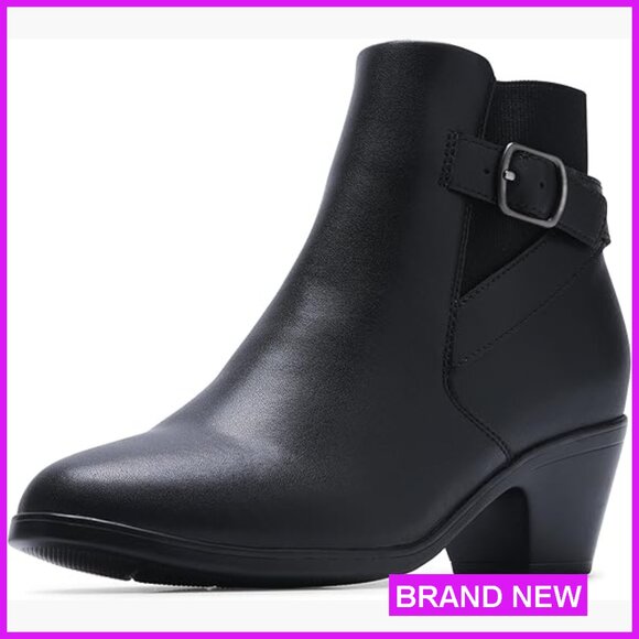 Chic Ankle Booties with Block Heel Leather Elegant Dress Comfort Casual
